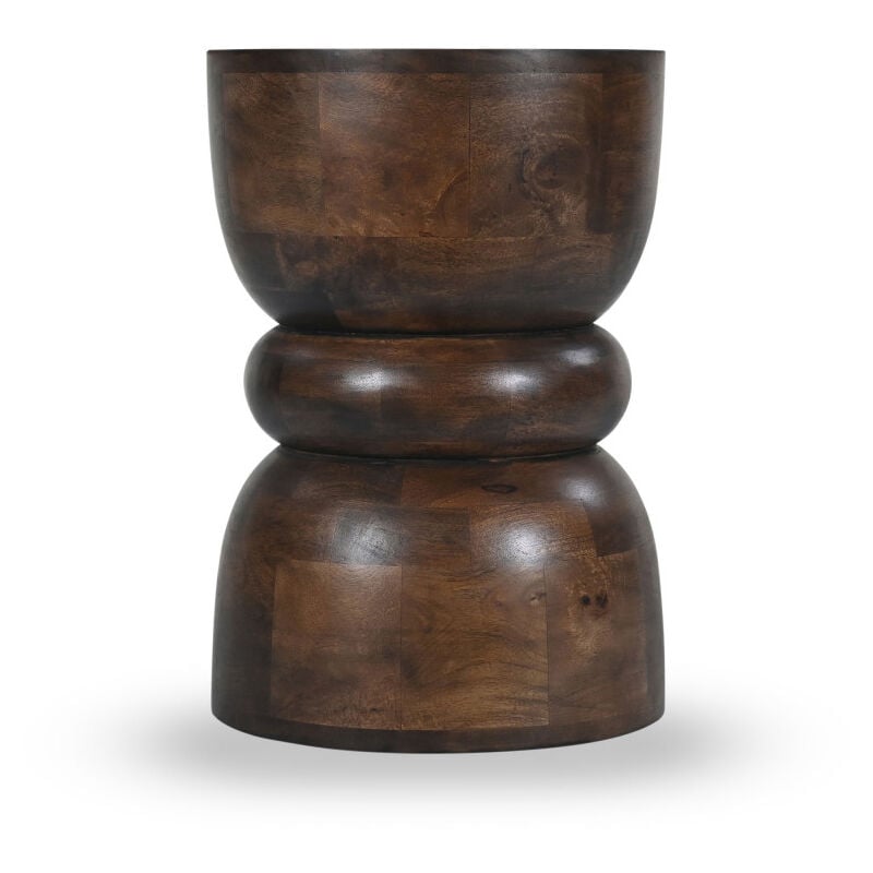 Table d'appoint en bois massif ø33,5cm - Bois foncé - PULAU
