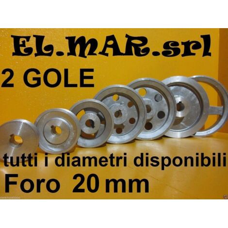 Puleggia Foro 20 mm 2 Gole Sez A Alluminio  88 mm