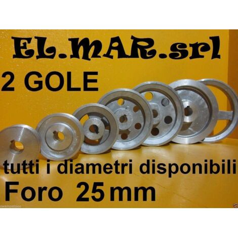 Puleggia Foro 25 mm 2 Gole Sez A Alluminio  88 mm