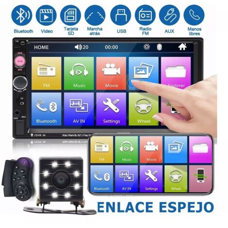 pulgadas coche video HD MP4 coche MP5 Bluetooth manos libres FM plug-in tarjeta 7023B con cámara negro