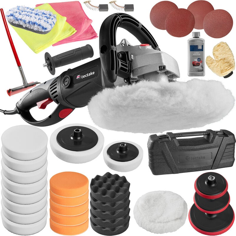

Pulidora con mango giratorio 1500W - set de máquina de pulido, máquina pulidora con conjunto de accesorios, platos de rotación con esponjas de pulido