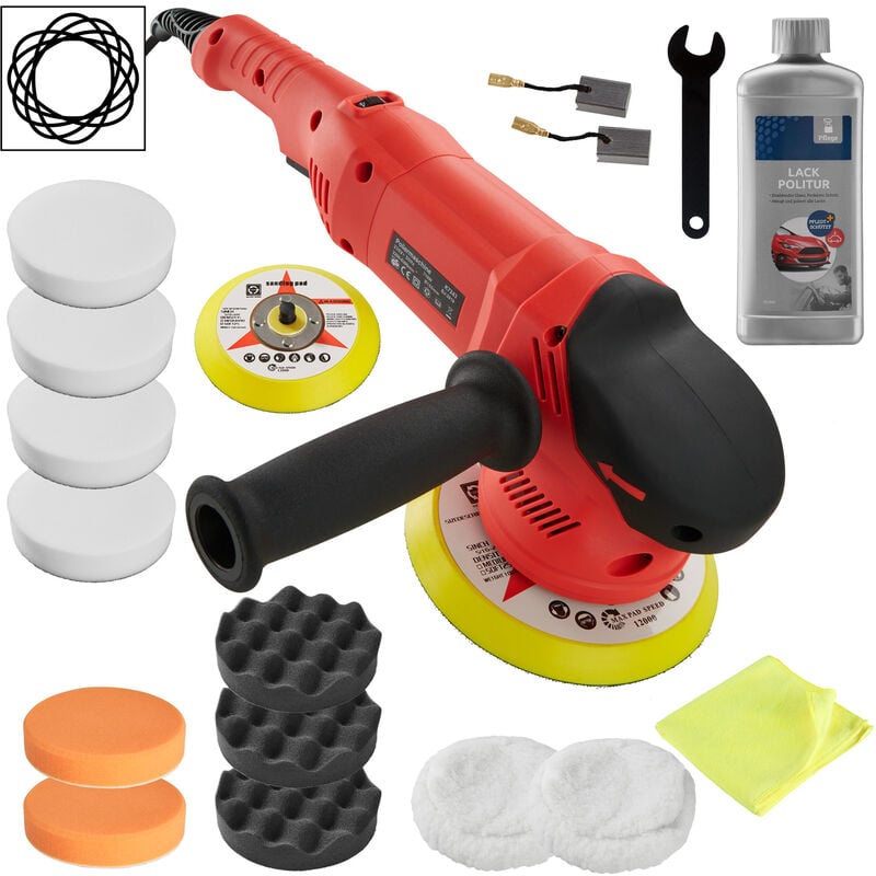 

Pulidora Excéntrica 710W - pulidora orbital manual, máquina pulidora con velocidad regulable, máquina para encerar y sellar - Set de 17 piezas incl.