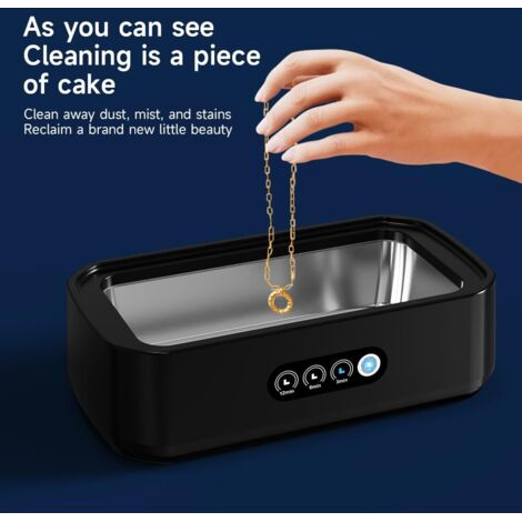 Pulitore a ultrasuoni da 650 ml, pulitore a ultrasuoni a basso rumore da 49000 Hz, con display LED One Touch e 3 modalità di tempo per gioielli, anelli, occhiali, orologi, testine di rasoio, protesi d