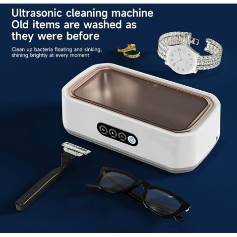 Pulitore a ultrasuoni da 650 ml, pulitore a ultrasuoni a basso rumore da 49000 Hz, con display LED One Touch e 3 modalità di tempo per gioielli, anelli, occhiali, orologi, testine di rasoio, protesi d