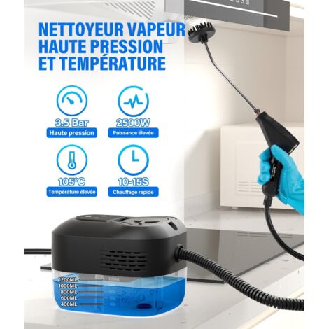 Pulitore a vapore multiuso, apparecchio per la pulizia domestica ad alta temperatura dotato di display LCD e impugnatura resistente al calore, adatto per la pulizia domestica e automobilistica.