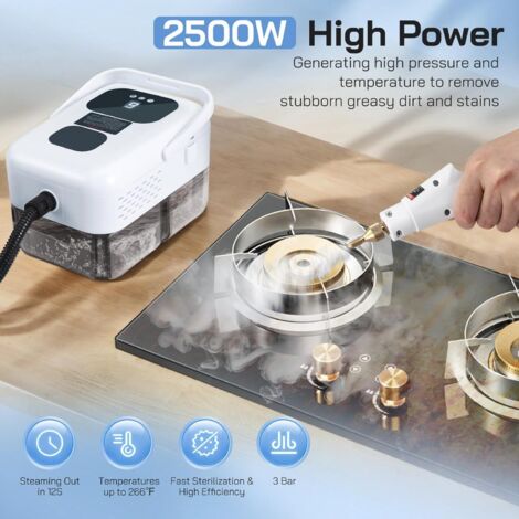 Pulitore a vapore portatile, 1500 watt, serbatoio dell'acqua da 1200 ml, 9 velocità, adatto per mobili da cucina, divani, bagni, auto, pavimenti, ecc.