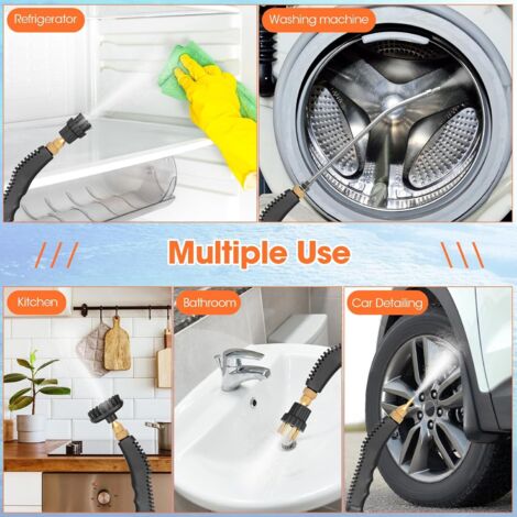 Pulitore a vapore portatile da 1500 W - Pulitore a vapore ad alta pressione da 1200 ml, pressione ad alta temperatura con testine multifunzionali per cucina, bagno, auto