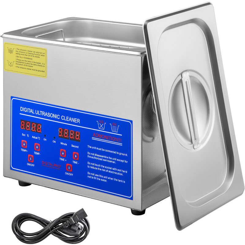 Image of Vevor - Pulitore ad ultrasuoni 3L Macchina di pulizia ad ultrasuoni in acciaio inossidabile Timer di riscaldamento digitale Pulizia gioielli per uso