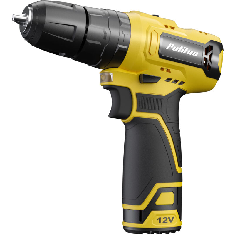 PULITUO 12V Cordless Drill and Driver Impact Tool, 35Nm of Torque, 50Pcs Bit Set, Screwdriver and Drill with 3/8