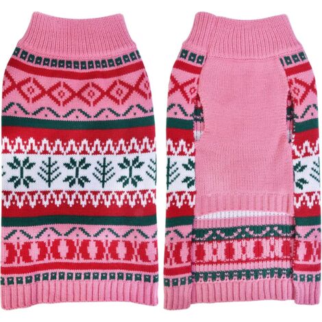 Pull à capuche chaud pour chien de Noël (S, rose)