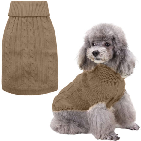 Pull à col roulé pour chien - Manteau d'hiver classique en tricot torsadé avec trou pour laisse pour temps froid