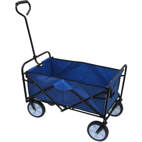 Pull Along Folding Trolley Cart (Heavy Duty Cleaning Foldable Janitors Wagon)