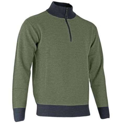 Pull camionneur bicolore TYLER kaki/gris - LMA - Couleur Kaki/gris - Taille Vêtement XL
