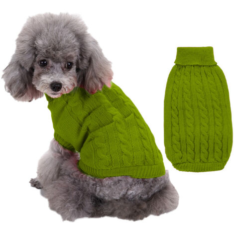 Pull chaud sans manches à col roulé pour chien, taille XXL, couleur vert pomme, tissu respirant pour le confort