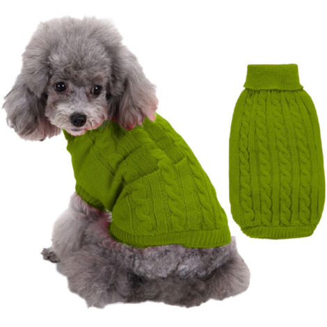 Pull chaud sans manches à col roulé pour chien, taille XXL, couleur vert pomme, tissu respirant pour le confort