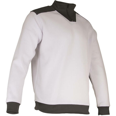 Pull de peintre col camionneur LMA POCHOIR Blanc / Gris