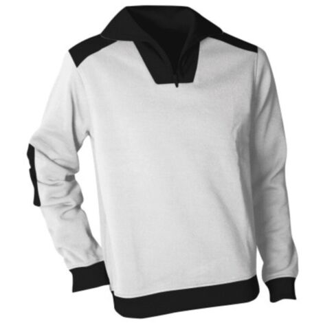 Pull polaire à col camionneur zippé avec empiècements - POCHOIR - Blanc / Gris