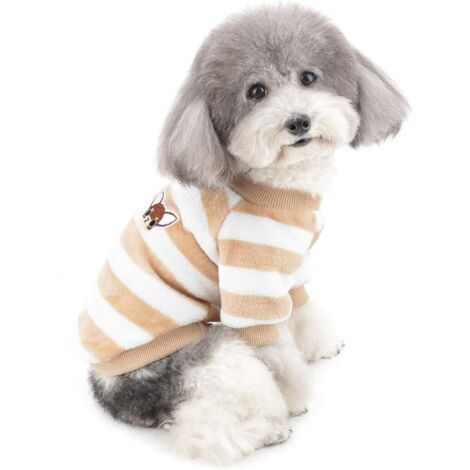 Pull d'hiver corail polaire veste chiot chat rayé chaud C