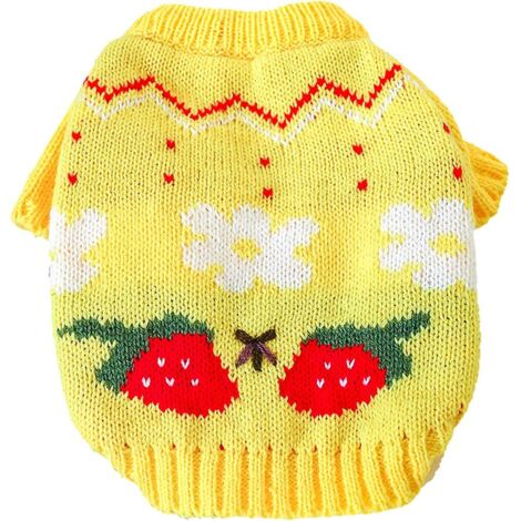 Pull en tricot pour animaux de compagnie (jaune fraise S)