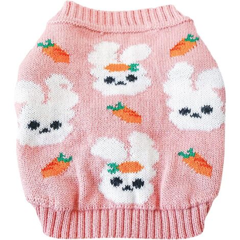 Pull en tricot pour animaux de compagnie (lapin rose L)