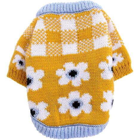 Pull en tricot pour animaux de compagnie (motif jaune L)