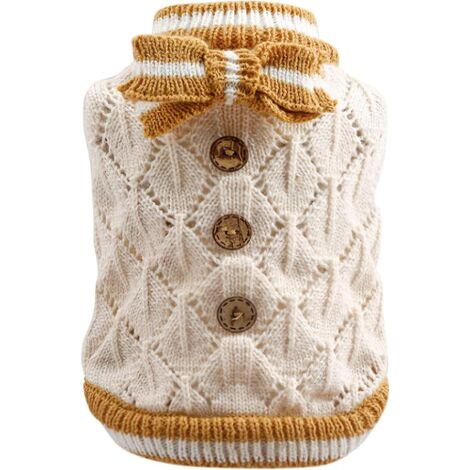 Pull en tricot pour animaux de compagnie (rayure café L)