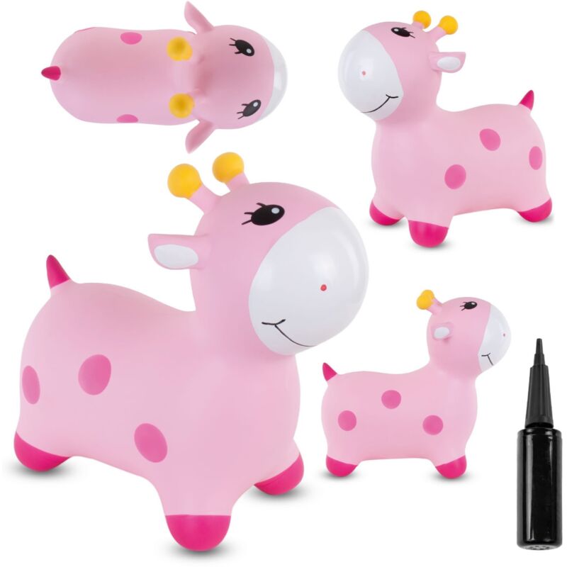 Pull girafe rose avec pompe pour enfants