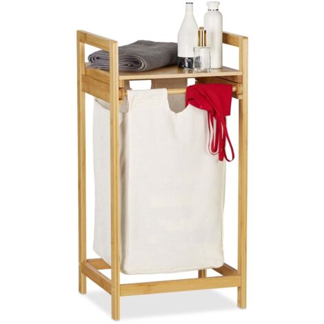 Pull out bamboo laundry basket