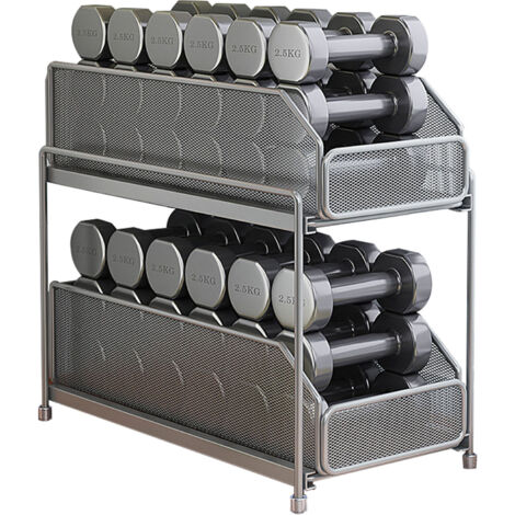 Pull Out Cabinet Organizer 2 Tier Carbon Steel Mesh Large Capacity Easy Maintenance Sliding Basket Drawer Silver