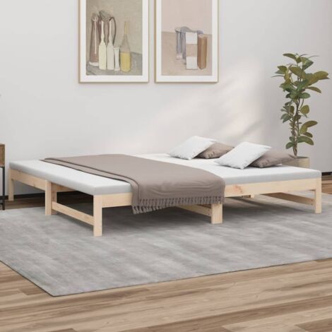 Pull-out Day Bed without Mattress 2x(80x200) cm Solid Wood Pine vidaXL