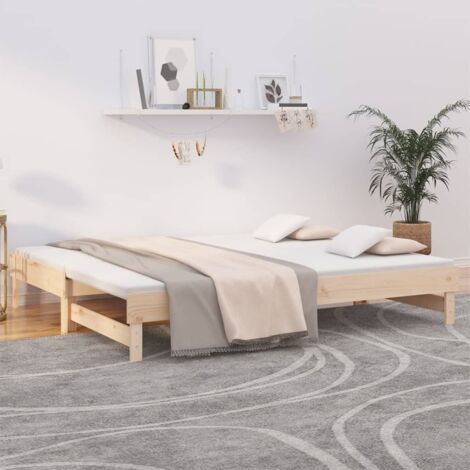 Pull-out Day Bed without Mattress 2x(90x200) cm Solid Wood Pine vidaXL