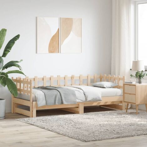 Pull-out Day Bed without Mattress  2x(90x200) cm Solid Wood vidaXL
