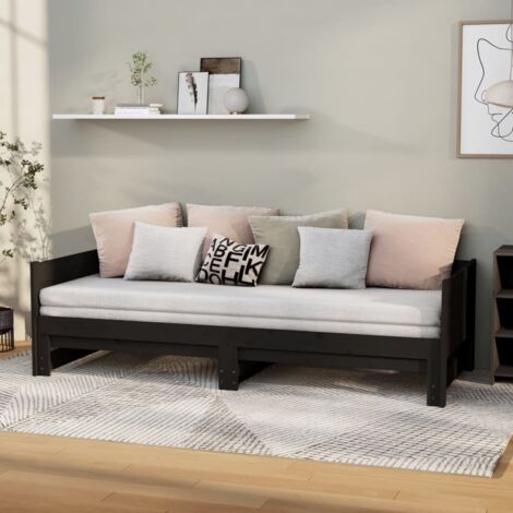 Pull-out Day Bed without Mattress Black 2x(90x190) cm vidaXL