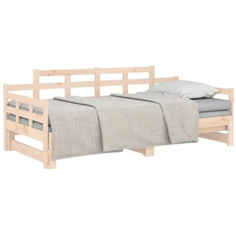 Pull-out Day Bed without Mattress Solid Wood Pine 2x cm vidaXL