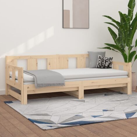 Pull-out Day Bed without Mattress Solid Wood Pine 2x(90x190) cm vidaXL