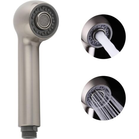 Pull-out faucet spray head, 2-function kitchen sink spray head replacement, G1/2 inch connector, non-universal, brushed