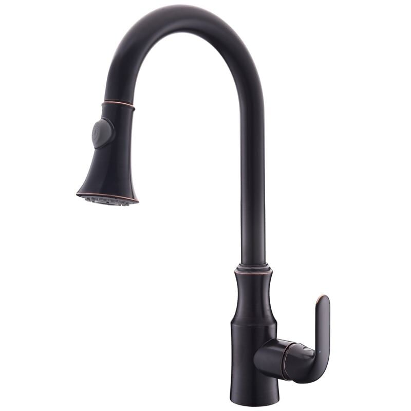 Black pull-out countertop sink mixer tap - Saona