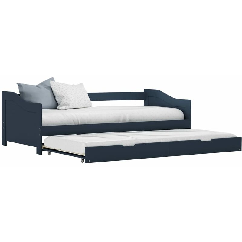 Pull-out Sofa Bed Frame Grey Pinewood 90x200 cm - 283151-UK
