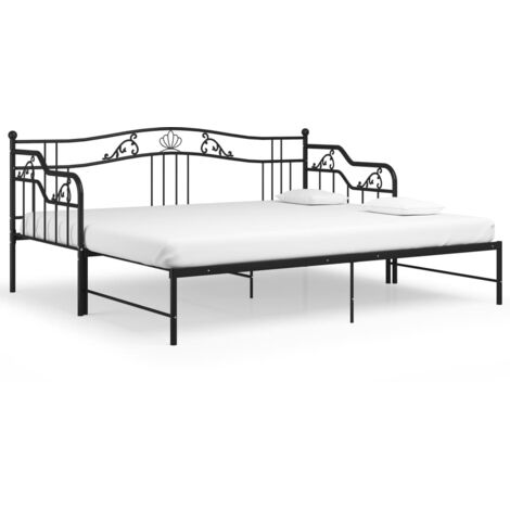 Pull-out Sofa Bed Frame without Mattress Black Metal 90x200 cm vidaXL
