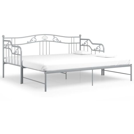 Pull-out Sofa Bed Frame without Mattress Grey Metal 90x200 cm vidaXL