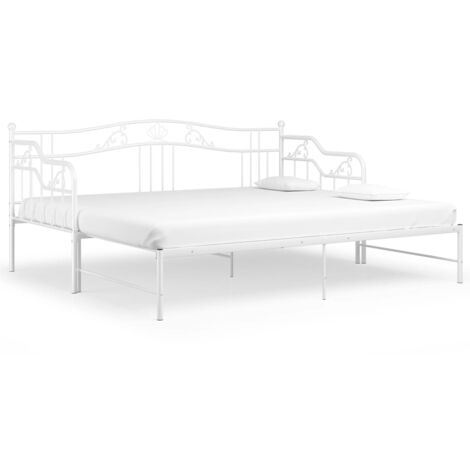 Pull-out Sofa Bed Frame without Mattress White Metal 90x200 cm vidaXL