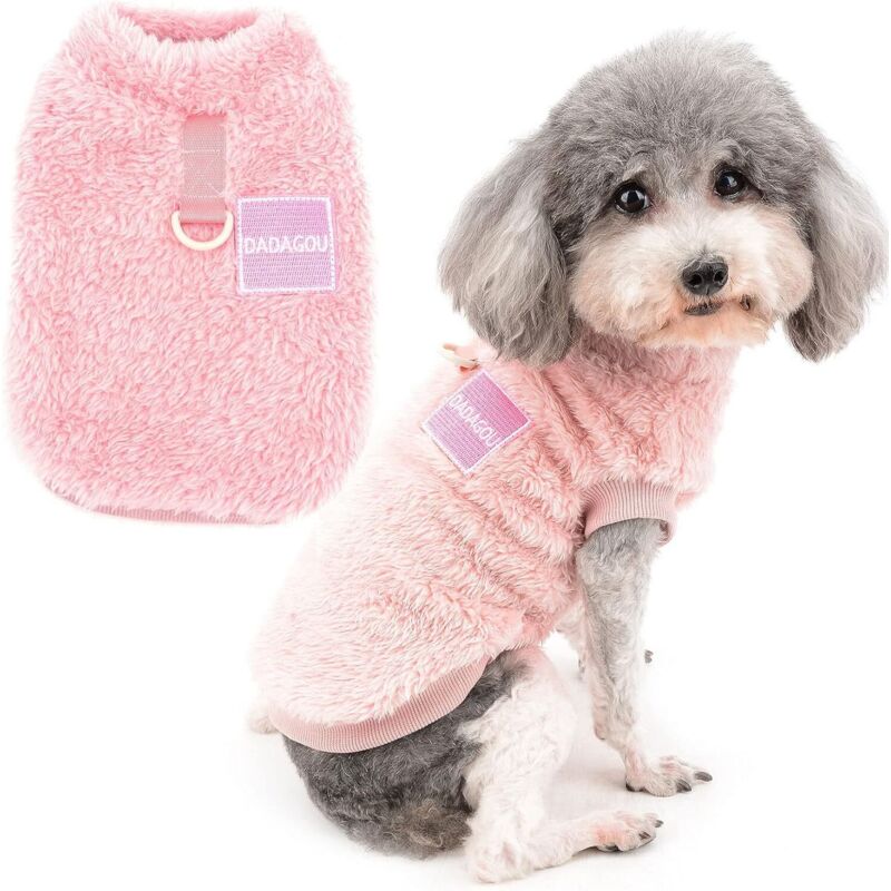 Jalleria - Pull-Overs en Polaire pour Petits Chiens Manteau d'hiver Chaud Doux et Pelucheux avec Anneau en d pour Harnais et Laisse Chiot Chien/Chat