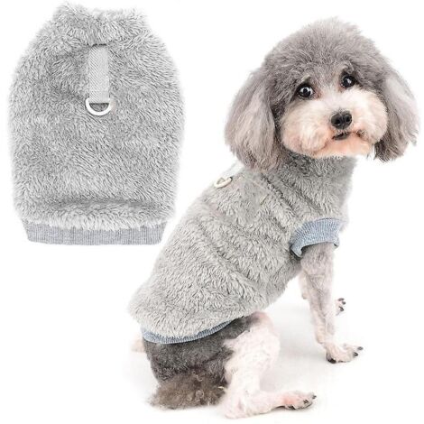 Pull polaire pour petit chien avec anneau en D pour laisse - Manteau d'hiver chaud