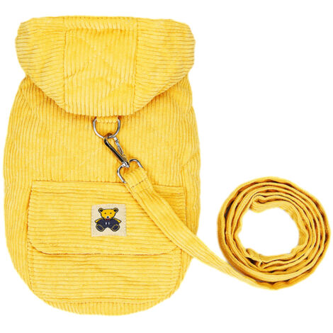 Pull polaire pour petit chien, sweat à capuche pour chat, joli pull chaud printemps-hiver pour chiot, pull pour chien (jaune)