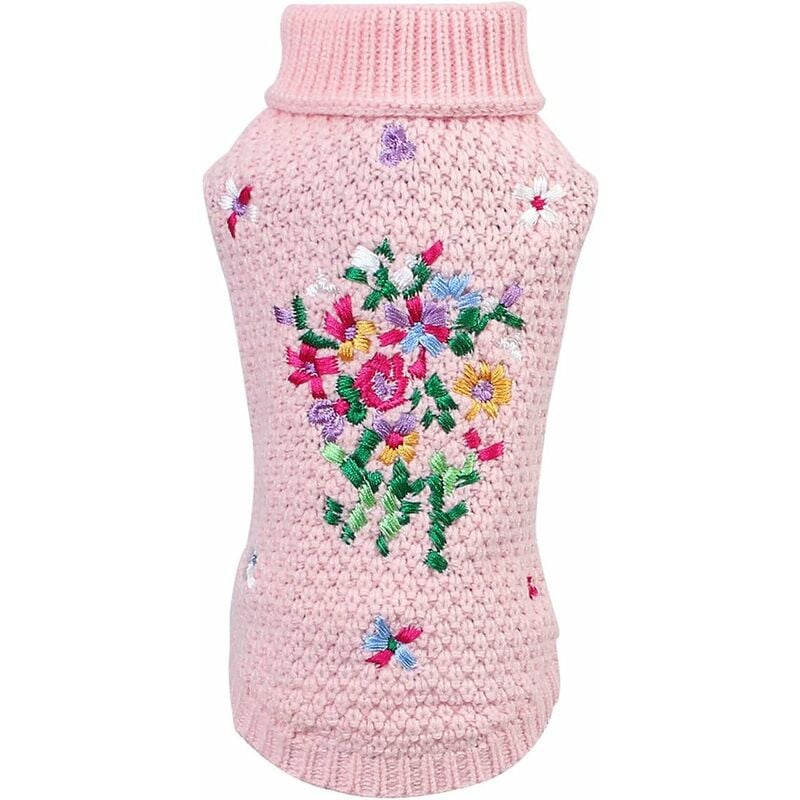 Fei Yu - Pull pour chien avec broderie florale (rose, xl)