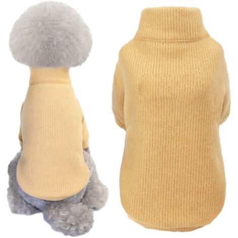 Pull pour chien, tricot torsadé classique à col roulé, vêtement chaud et épais pour temps froid (marron)