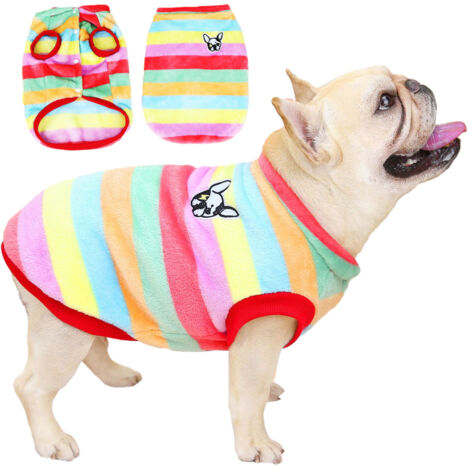 Pull pour chien, vêtement polaire en laine, sweat-shirt chaud d'hiver, pyjama fleuri, pull polaire (arc-en-ciel)