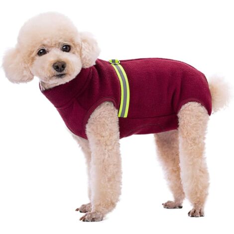 Pull pour petit chien, gilet réfléchissant en polaire douce, sweat-shirt pour chien, vêtements d'hiver pour chiot, veste chaude, manteau, vêtements (rouge, L)