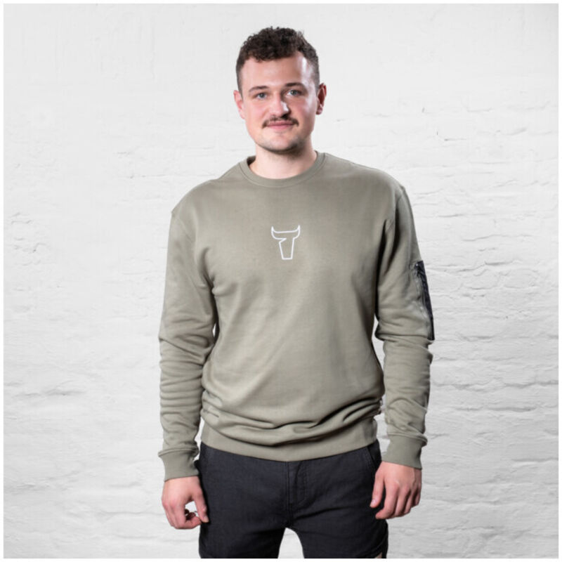 Pull Stier Heavy Crew utility coton bio m olive