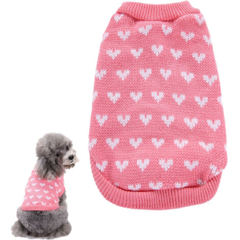 Pull tricoté pour chien, motif cœur, vêtement chaud et doux pour les fêtes de fin d'année, idéal pour petits chats et chiens